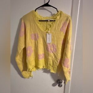 Yellow Floral Sweater